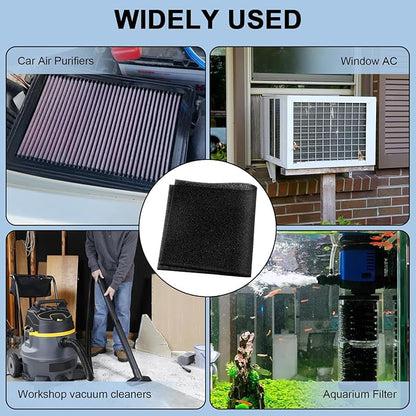 Air Filter Foam Sheet Material, 24" x 12" x 3/8" 30 PPI Filter Foam Sheet, Reusable Air Filter for Cutting and Fitting Purifier, Aquarium, Fish Tank, Air Conditioner