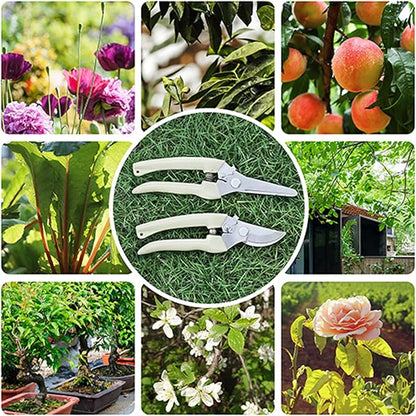 Premium garden shears, meperez pruning scissors gardening tools, pruners for flower, bushes, rose and fruit tree, use for florist, yard and orchard the plant clippers, sharp white steel anvil snips, 2
