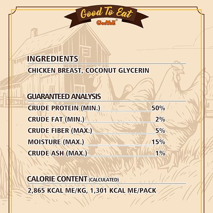 Gootoe Chicken Breast Strips 1 lb, Dog Treats, All Natural, Grain-Free, High-Protein, Healthy & Easily Digestible, Soft Texture