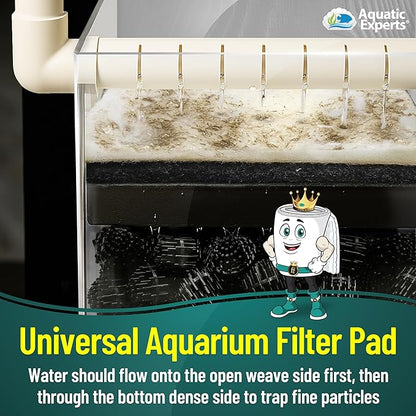 Aquatic Experts Aquarium Filter Floss for Fish Tank Filters - FilterFirst Aquarium Filter Pad - Media Roll for Crystal Clear Water, 12" x 72" by ¾ to ½ Thick