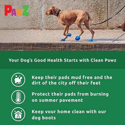 PawZ Rubber Dog Boots for Paws up to 1", 24 Total (2 Packs of 12) - All-Weather Dog Booties for Hot Pavement, Snow, Mud, and Rain - Waterproof, Anti Slip Dog Socks - Tiny, Green