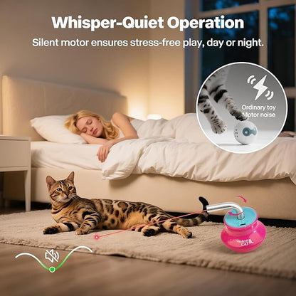 Cat Laser Pointer Toy for Bored Indoor Cats, Automatic Interactive Cat Toy, 360° Laser Rotation, USB Rechargeable, Wooble Base