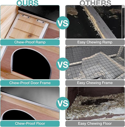 Guinea Pig Cage with Wooden Stand,Indoor Rabbit Hutch with 2 Stories,Hamster Cage with Anti Chew Ramp,Hideout, Platform, Pull Out Tray (Wood)