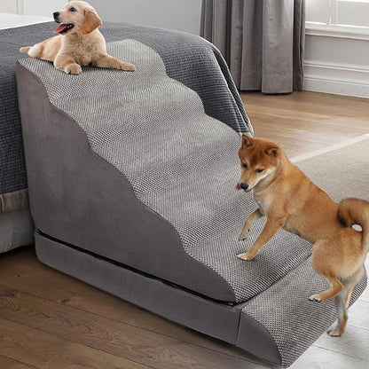 Soft Dog Stairs & Steps for High Beds 28 Inches High Tall, LitaiL Pet Stairs/Steps for High Beds for Small Large Dogs, Non-Slip Dog Ramps for Bed, for Older Cats