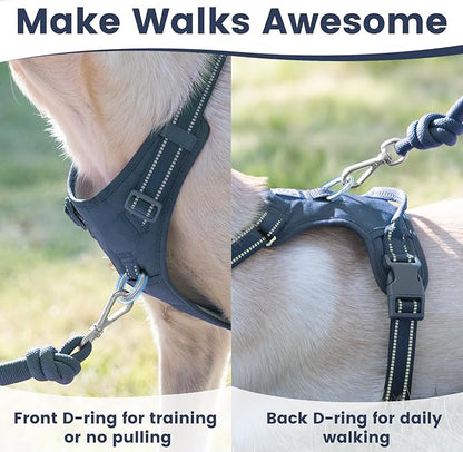 No Pull Dog Harness, Reflective Puppy Vest for Small Medium Large Sized Dog(Prussian Blue,XL)