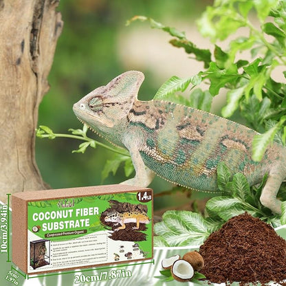 Halatool 2Pack Leopard Gecko Substrate Natural Coconut Fiber Substrate for Reptiles Premium Coco Husk Terrarium Bedding for Tortoise Habitat Snake Lizard Hermit Crab Tarantula Enclosure Worm Bin Frog