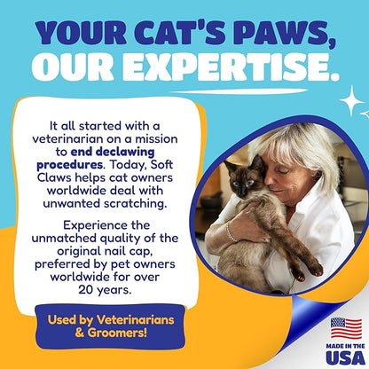 Soft Claws Cat Nail Caps for Large Cats – (40 Caps, Purple & Black) - Made in USA - Veterinarian-Developed | Protects Furniture & Skin - Easy to Apply, Long-Lasting Anti-Scratch Soft Cat Claw Covers