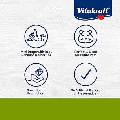 Vitakraft Drops Mini Banana and Cherry Flavor Dwarf Hamster Rat and Mouse Treat 2.5 oz