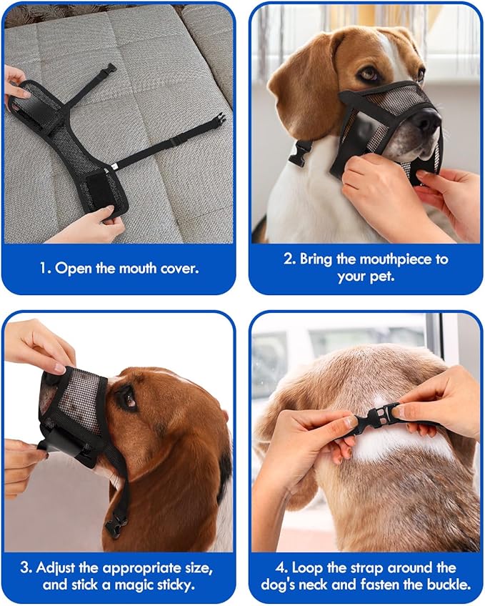 Dog Muzzle, Soft Air Mesh Muzzle for Small Medium Large Dogs Anti Biting Barking Chewing, Breathable Drinkable Adjustable Loop Pets Muzzle for German Shepherd Husky Labrador Retriever (Black,L)