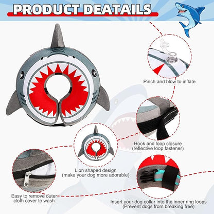 KOOLTAIL Dog Cone Collar Alternative After Surgery, Soft Inflatable Dog Neck Cone for Medium Large Dogs, Adjustable Pet Donut Recovery E Collar with Enhanced Anti-Licking Does Not Impede Vision L
