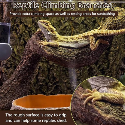 BNOSDM 2Pcs Reptile Climbing Branches Decor,Snake Climbing Branch,Gecko Climb Wood,Lizard Forest Branch,Tank Habitat Tree Trunk Decorations for Bearded Dragons,Chameleons,Spider,Frogs (M)