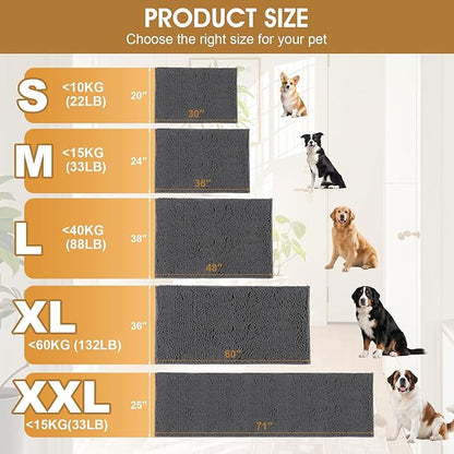IM HOME 30" X 20" Grey Dog Door Mats for Muddy Paws, Chenille Absorbent Dog Mat, Non Slip Heavy Mud Mat for Dogs, Soft Pet Bed Mat for Entryway, Mud Paws, Inside Floor