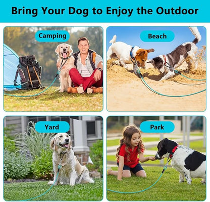 Dog Tie Out Cable 50FT-500Lbs,Heavy Duty Dog Leads Line for Yard with Swivel Hook,Medium Large Dogs Leash&Chains for Outside,Rust Chew Proof Dogs Run Cable for Outdoor Camping(Teal, 50FT)