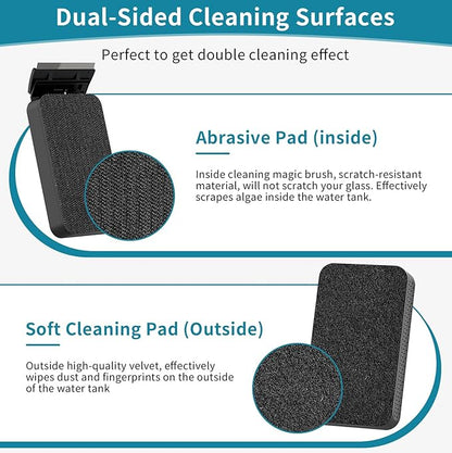 hygger Aquarium Magnet Glass Cleaner, Magnetic Fish Tank Cleaner with 2 Blades For Glass and Acrylic Aquariums, Aquarium Algae Scraper with Super Strong Magnet for Fish Tanks 0.3-0.6Inch Thickness (L)
