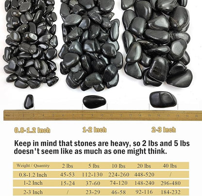 20lb Black River Rocks - 2-3 inch Polished Pebbles for Plants, Decorative Stones for Large Planters, Landscaping, Vases, Aquariums & Fish Tanks