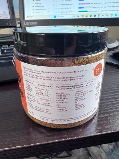 kin+kind Organic Fiber for Dogs&Cats - Pumpkin Boost for Healthy Poops - Digestive Health - Flax Seed, Ginger, Turmeric and Coconut - Made in USA - 4 oz (Medium)