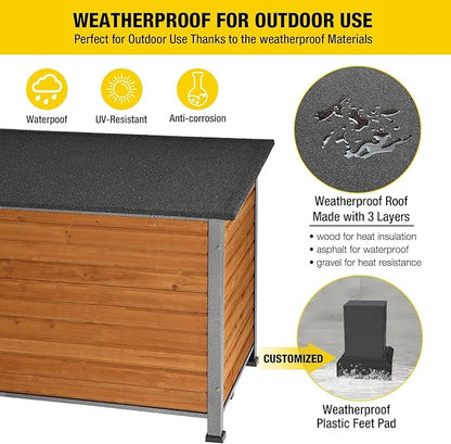 Aivituvin Dog House Outdoor & Indoor Unique All-Around Iron Frame Dog Kennel for Winter with Raised Feet Weatherproof for Small & Medium & Large Dogs