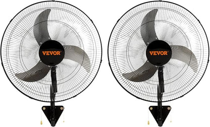 VEVOR Wall Mount Fan, 2 PCS 20 inch Oscillating, 3-speed High Velocity Max. 4000 CFM Industrial Wall Fan for Indoor, Commercial, Residential, Warehouse, Greenhouse, Workshop, Basement, Garage,Black