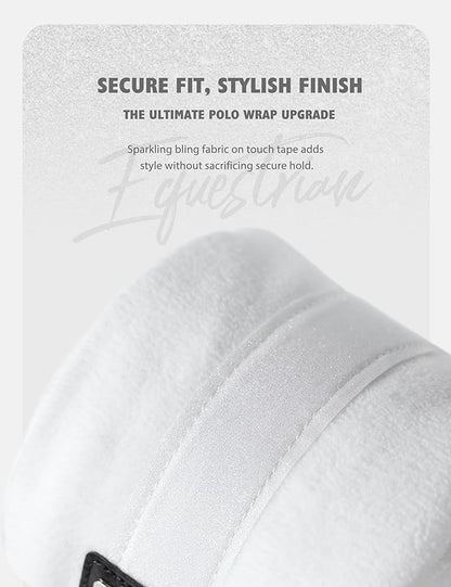 Harrison Howard Horse Polo Wraps Upgrade with Bling Leg Wraps for Horses 4-Pack Fleece Leg Wraps Stable Supplies White L