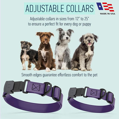 Dogline Biothane Waterproof Dog Collar with Herm Sprenger Black Stainless Steel Quick Release Buckle – Heavy Duty Tactical Durable Collar for Dogs – Comfortable and Safe Pet Collar, W 3/4" L 12-19"