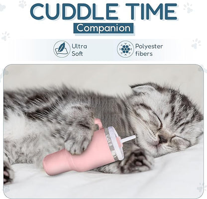 Kitty Cup Tumbler Cat Toy – Funny Cat Birthday Gifts with Catnip & Crinkle Paper, Cute Girl Kitten Toys (Pink Peach Dust)