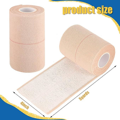 4 Rolls Elastic Tape Adhesive Elastic Tape Self Adhesive Bandage Wrap Flexible Stretch Bandages for Sports Ankle, Knee and Wrist Sprains Animal Pets, 5 Yard (4 Inch in Width)
