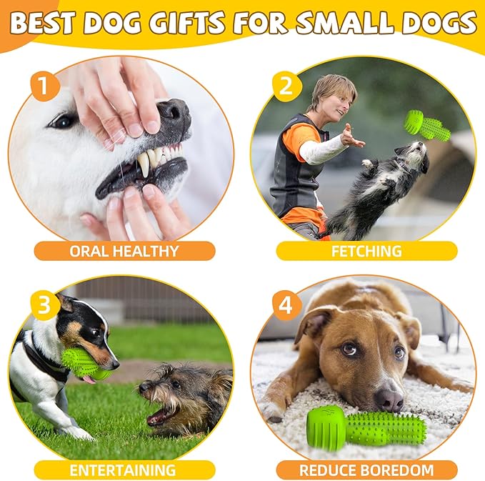 Rubber Squeaky Dog Toothbrush Chew Toy – Teeth Cleaning, Puppy-Safe