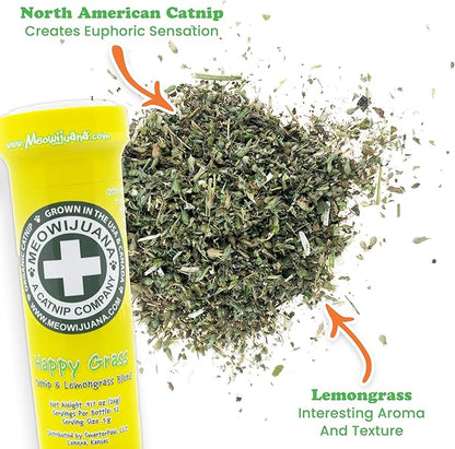 Meowijuana Jump 'n' Jamb Door Hanging Cat Toy Bundle | Funky Monkey + Happy Grass Blend | Refillable Interactive Catnip Toy | Promotes Play and Cat Health | Potent Catnip Grown in North America