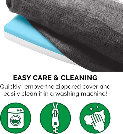 Furhaven Cooling Gel Dog Bed for Large/Medium Dogs w/ Removable Bolsters & Washable Cover, For Dogs Up to 55 lbs - Luxe Faux Fur & Performance Linen Sofa - Charcoal, Large