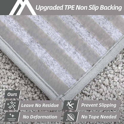 COSY HOMEER Edging Stair Treads Non-Slip Carpet Mat 28inX9in Indoor Stair Runners for Wooden Steps, Edging Stair Rugs for Kids and Dogs, 100% Polyester TPE Backing (7pc, Grey)
