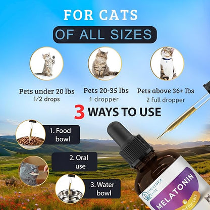 Cat Melatonin, Melatonin for Cats, Cat Sedative for Grooming, Cat Sleep Aid, Cat Calming Treats, Anxiety Relief for Cats, Support Restful Sleep for Your Cat