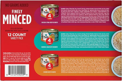 Nulo Finely Minced Variety Flavor Wet Canned Cat Food, 2.8 Ounce (Pack of 12)