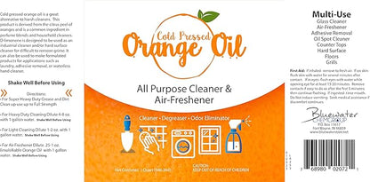 Premium Cold Pressed Orange Oil Concentrate- 32 oz (with D-Limonene), Concentrated Cold Pressed Orange Oil Blend - All-Purpose Citrus Cleaner and Degreaser Blend