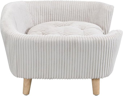 Christopher Knight Home Elroy Orthopedic Dog Bed, Elevated Dog Sofa Bed for Small Dog, Supportive Foam Pet Couch Bed with Wooden Legs, Modern Pet Sofa Bed, Light Beige