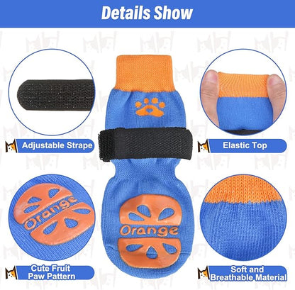 BEAUTYZOO Anti-Slip Dog Socks,Dog Shoes for Hot/Cold Pavement,Paw Protectors with Grips 3 Pairs for Puppy Small Medium Large Senior Old Dogs,Dog Socks to Prevent Licking and Hardwood Floor Protection