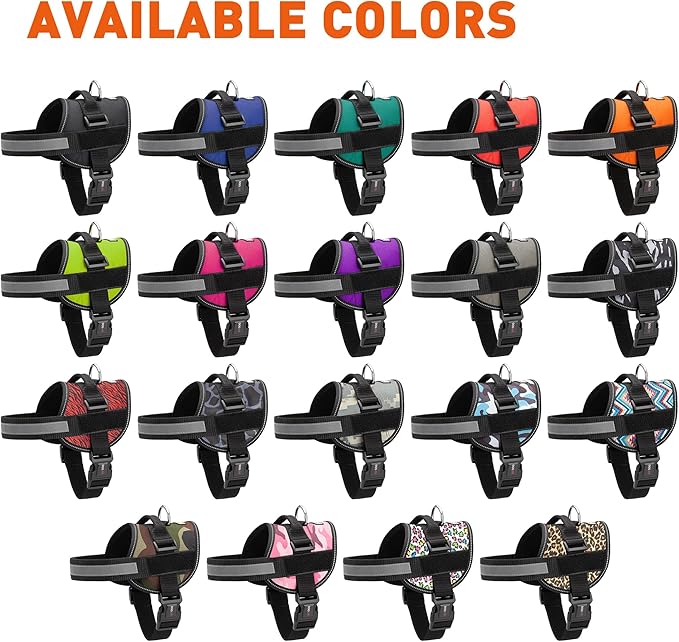 Dogline Dog Harness, Reflective No-Pull Adjustable Vest with Handle, Breathable No-Choke Harness for Small, Medium or Large Dogs Room for Patches Girth 18 to 24 in Pink