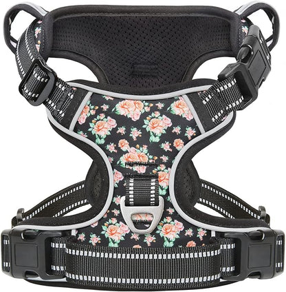 Timos Dog Harness, No-Pull Pet Harness with 2 Leash Clips, Adjustable Soft Padded Dog Vest, Reflective Outdoor Pet Oxford Vest with Easy Control Handle