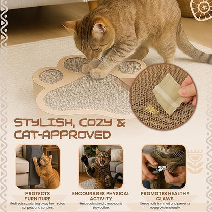 Paw-Shaped Cat Scratcher | Reversible Cardboard Kitty Scratcher | Cat Scratching Board for Indoor Cats | cat Scratcher Cardboard for Small & Medium Cats & Kittens | Cat Toy (Medium)