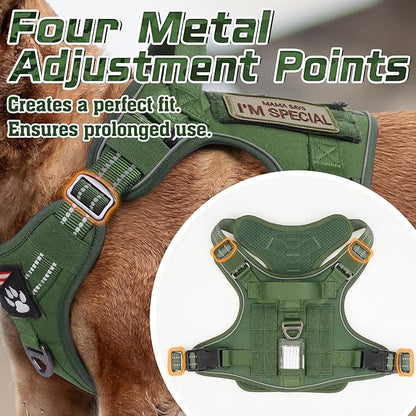 rabbitgoo Tactical Dog Harness Medium Sized Dog, No Pull Military Service Vest with Handle & Molle, Easy Control for Training Walking, Adjustable Reflective Straps, Green, M