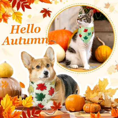 Abbylike 200 Pcs Fall Dog Bandanas Bulk Maple Leaves Bandanas for Dog Pet Triangle Kerchief Bibs Scarf for Fall Autumn Thanksgiving Costume Photo Props Accessories Pet Shops Adoption Events, 25 Styles