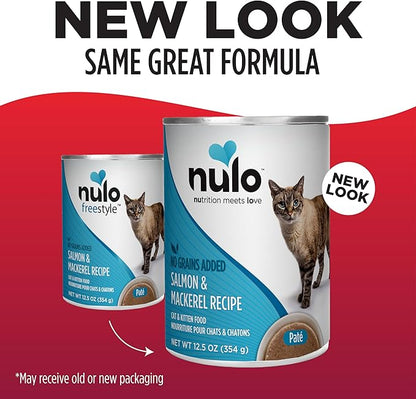 Nulo Salmon & Mackerel Recipe Pate Wet Canned Cat Food, 12.5 Ounce (Pack of 12)