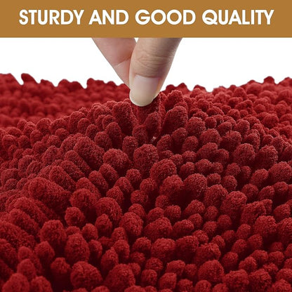 IM HOME 48" x 38" Red Dog Door Mats for Muddy Paws, Chenille Absorbent Dog Mat, Non Slip Heavy Mud Mat for Dogs, Soft Pet Bed Mat for Entryway, Mud Paws, Inside Floor