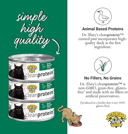 Dr. Elsey's cleanprotein Duck Recipe Wet Cat Food Case of 24, 2.75 oz Canned Food