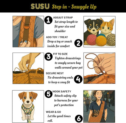 Small Dog Carrier Sling – Copper Brown Hands‑Free 2‑in‑1 Cross‑Body & Handheld Pet Sling for Small Dogs up to 10 lbs, Parachute‑Grade Rip‑Stop Nylon, Padded Strap & Safety Tether