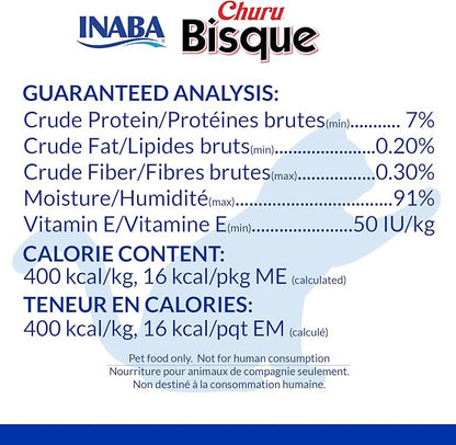 INABA Churu Bisque for Cats, Creamy Lickable Purée Side Dish with Vitamin E, 1.4 Ounces per Pouch, 12 Pouches, Chicken Recipe