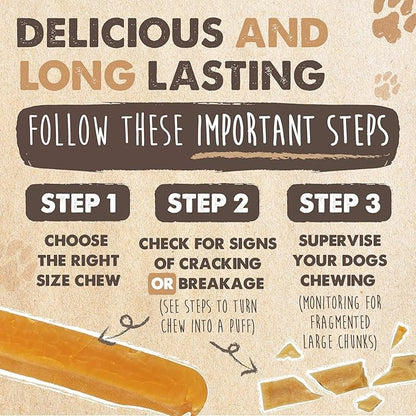 Mighty Paw Yak Cheese Chews for Dogs | All-Natural Long Lasting Pet Treats. Odorless and Great for Oral Health. Limited-Ingredient Chews for Puppies & Power-Chewers (Large, 8 Pack)