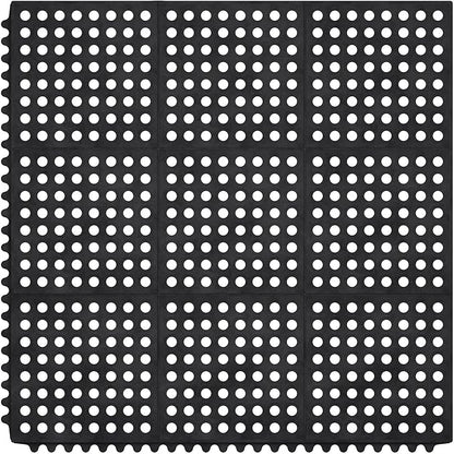Ottomanson Heavy Duty Rubber Floor Mat – Non-Slip, Waterproof, Easy to Clean – Anti-Fatigue Mat for Commercial Kitchens, Restaurants, Workshops – Oil Resistant, Hose Washable – 36" x 36", Black