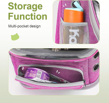Expandable Cat Backpack,Cat Bubble Backpack Carrier for Carrying Cats, Pets and Small Dogs,Airline-Approved,Designed for Travel, Hiking, Walking,Car （Pink
