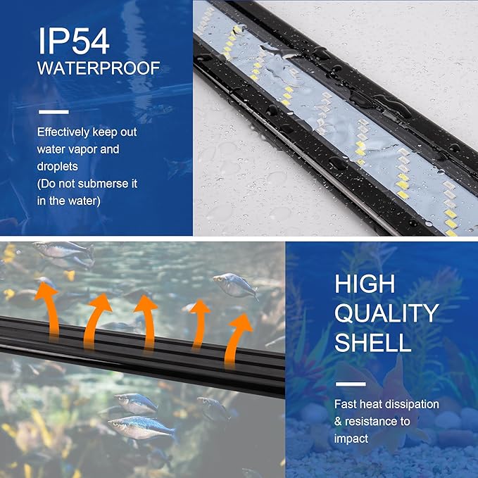 Led Aquarium Light, Full Spectrum Fish Tank Lights, 10/20 Gallon Freshwater Fishtank Hood Lighting for Grow Fish, Plants, Adjustable from 19 to 24 Inch