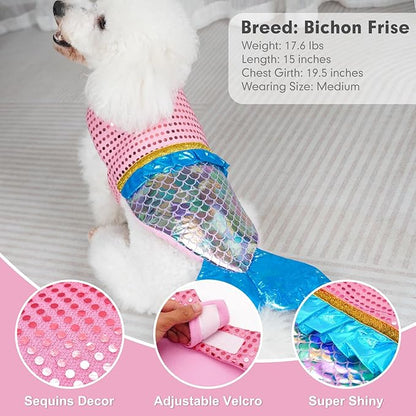cyeollo Dog Costumes for Large Dogs Sparkly Mermaid Cosplay Clothes Pet Costme Birthday Party Outfit Dog Halloween Costumes Size XL